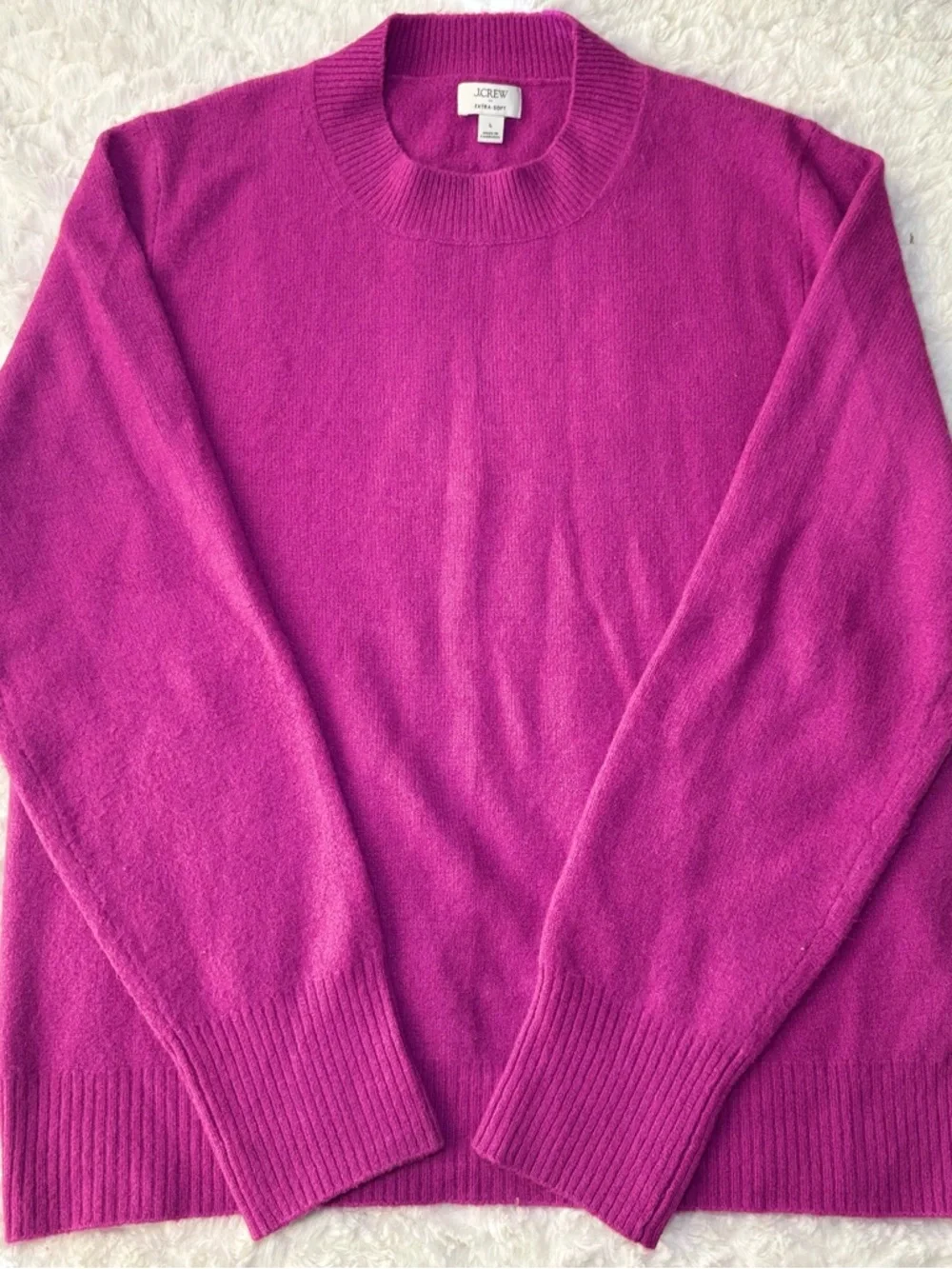 J. Crew Women's Crewneck Sweater in Vibrant Fuchsia Pink